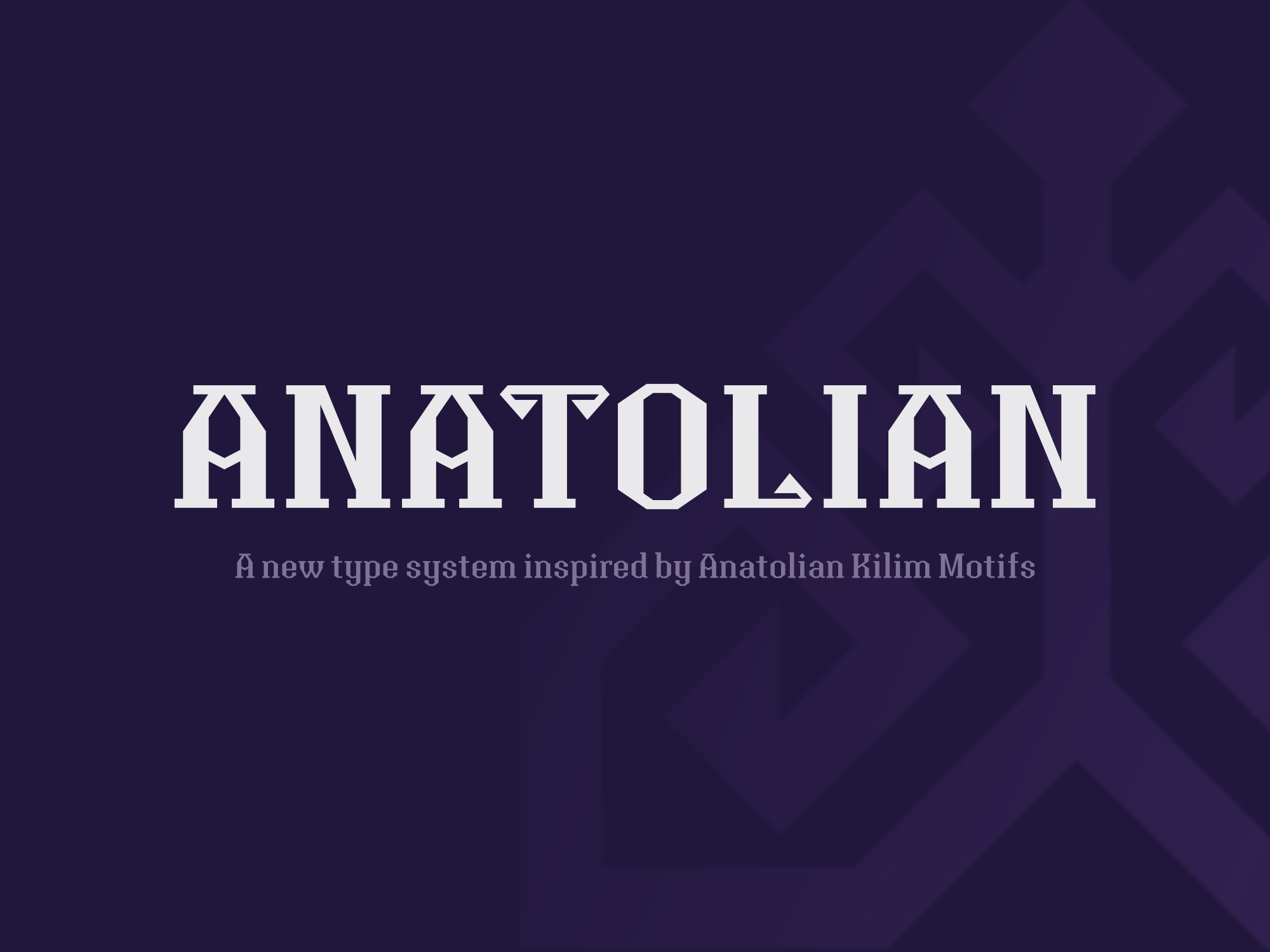 Anatolian display serif font inspired by Turkish kilim motifs