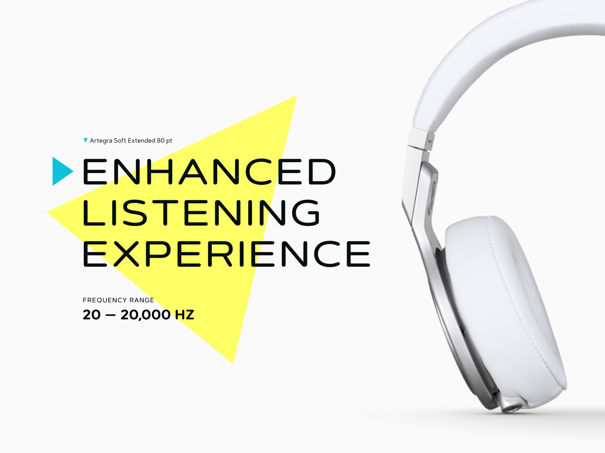 Artegra Soft rounded slab serif typeface featured in a headphone ad design