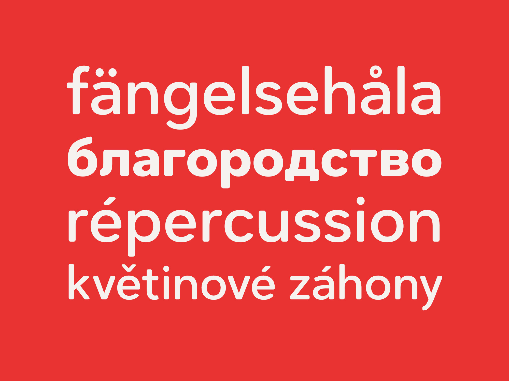 Dexa Round rounded sans serif font displaying words in multiple languages