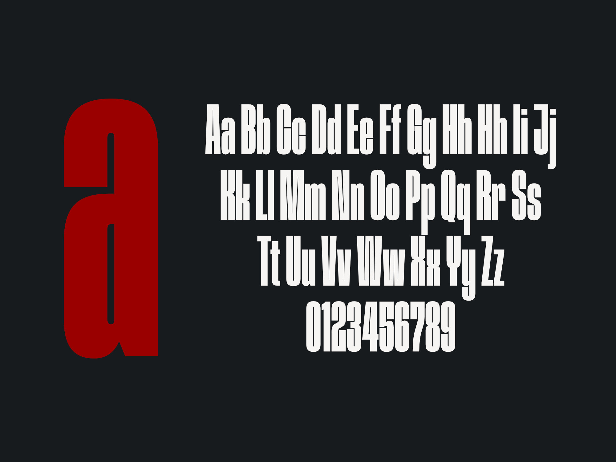 Procerus font basic character set including uppercase, lowercase, and numerals in ultra-compressed display style.