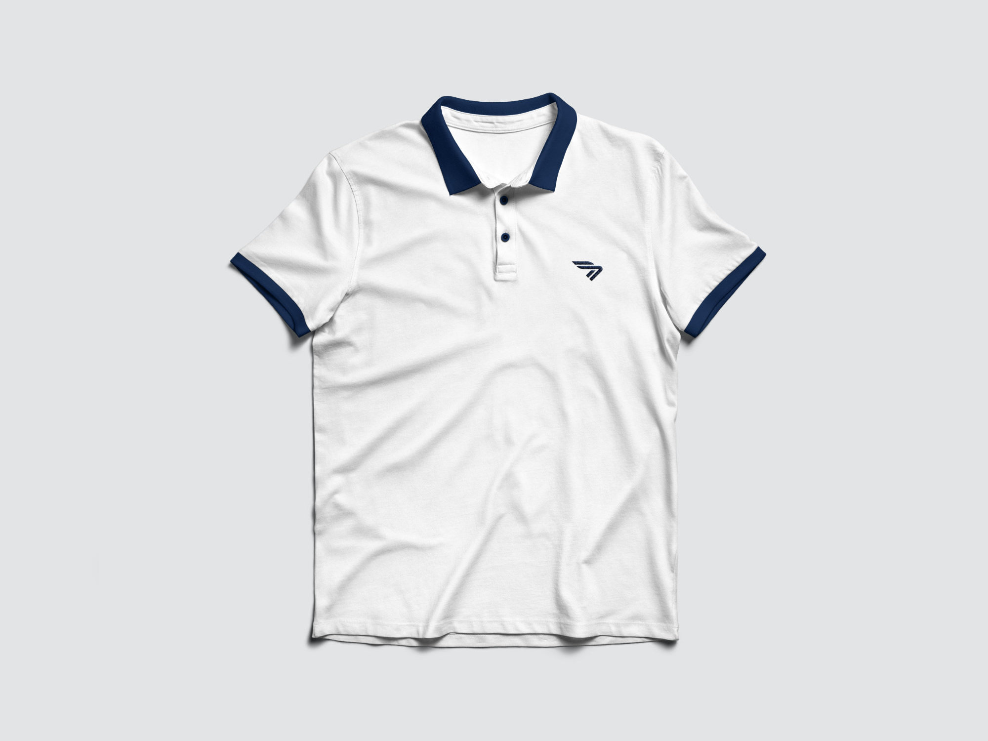 White polo t-shirt with Navise Yachts brand symbol for a refined and unified team look