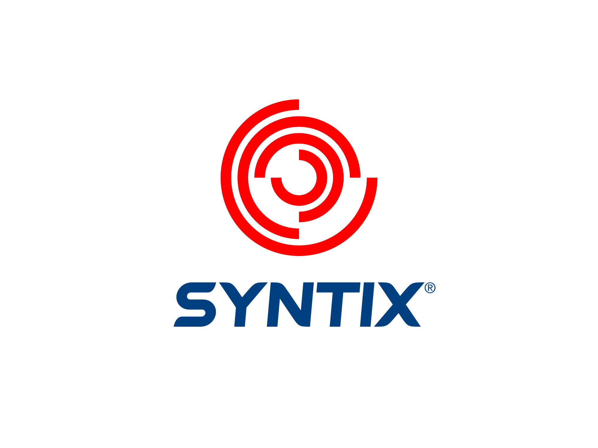 Vertical version of the Syntix logo with symbol and wordmark on a white background