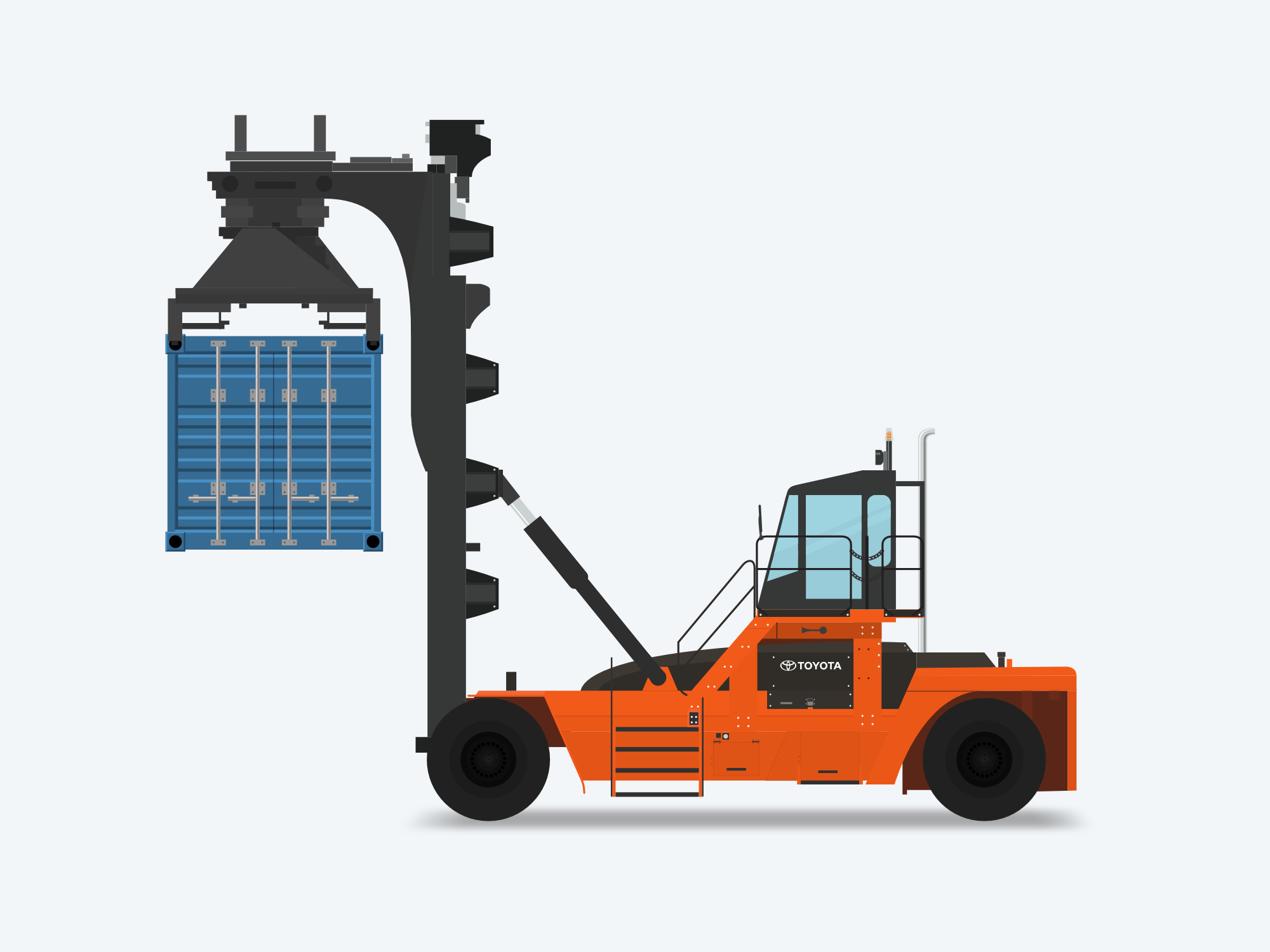 Illustration of Toyota forklift in detailed style for motion graphics animation