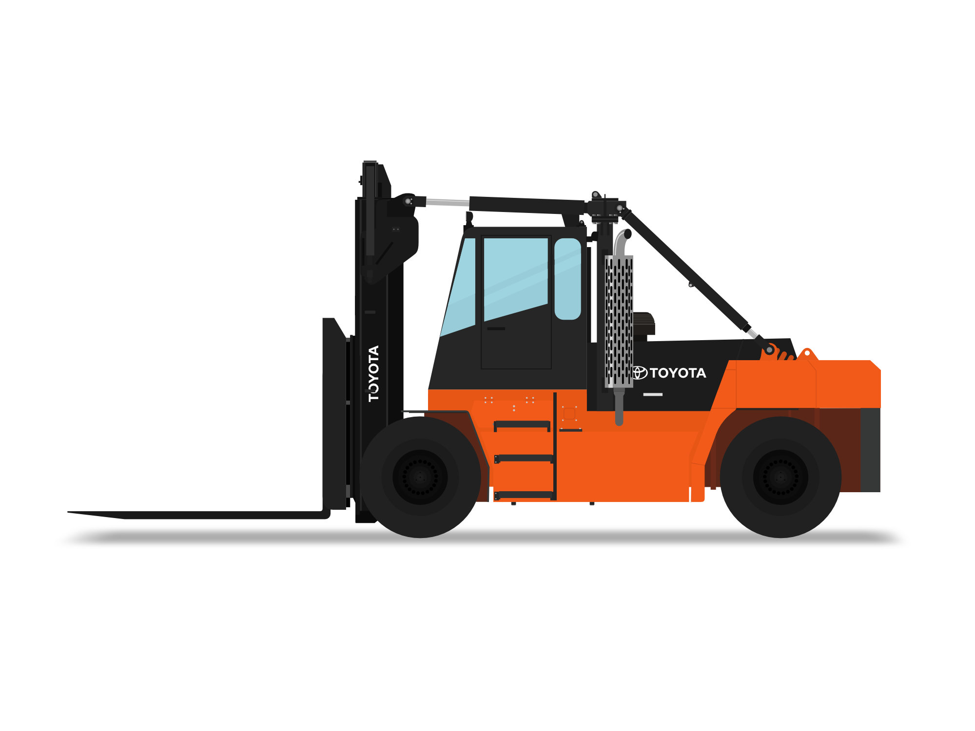Illustrated Toyota forklift for use in industrial motion graphics animation