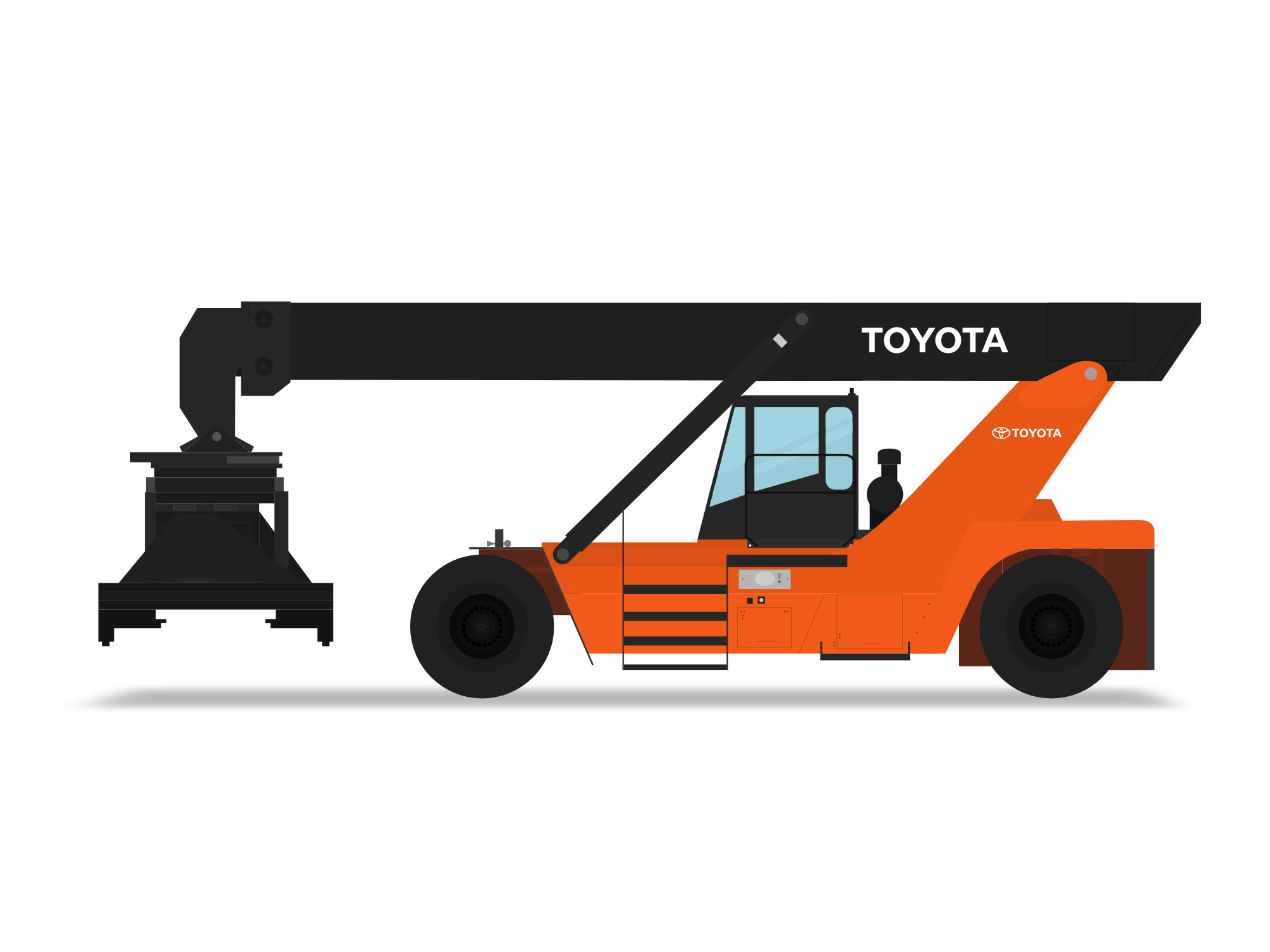 Toyota forklift line art illustration created for industrial motion graphics animation